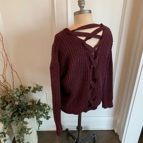 Moral Fiber NWT Women's  Lace Up Back Sweater - Picture 13 of 15